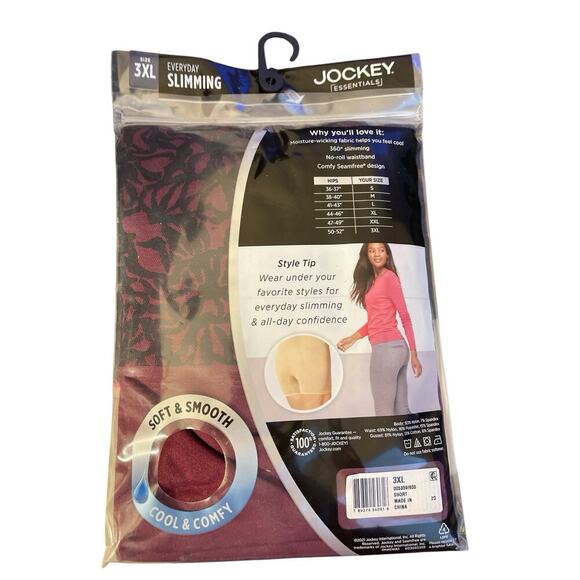 Jockey Essentials Women's 3XL Seamfree Slimming Short BURGUNDY CURRANT Shorts - Picture 2 of 2